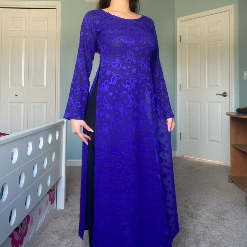 vietnamese ao dai dress formal floral maxi gown